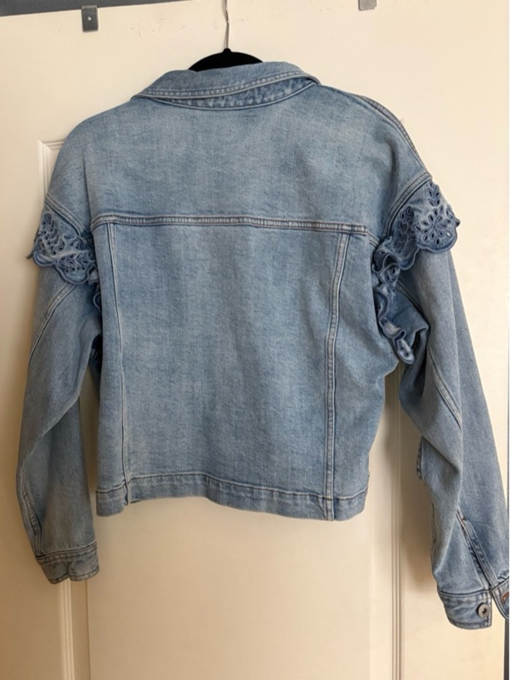 Something Navy: Celeste Ruffle Jacket, Washed Indigo (DENIM) - Picture 4 of 5